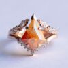 oranžový drak diamant svatební prsten sada