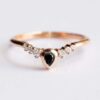 oro rosa diamante negro anillo de boda
