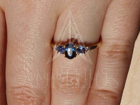 Oval Blue Sapphire Engagement Ring