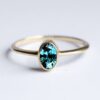 oval verde azulado zafiro anillo