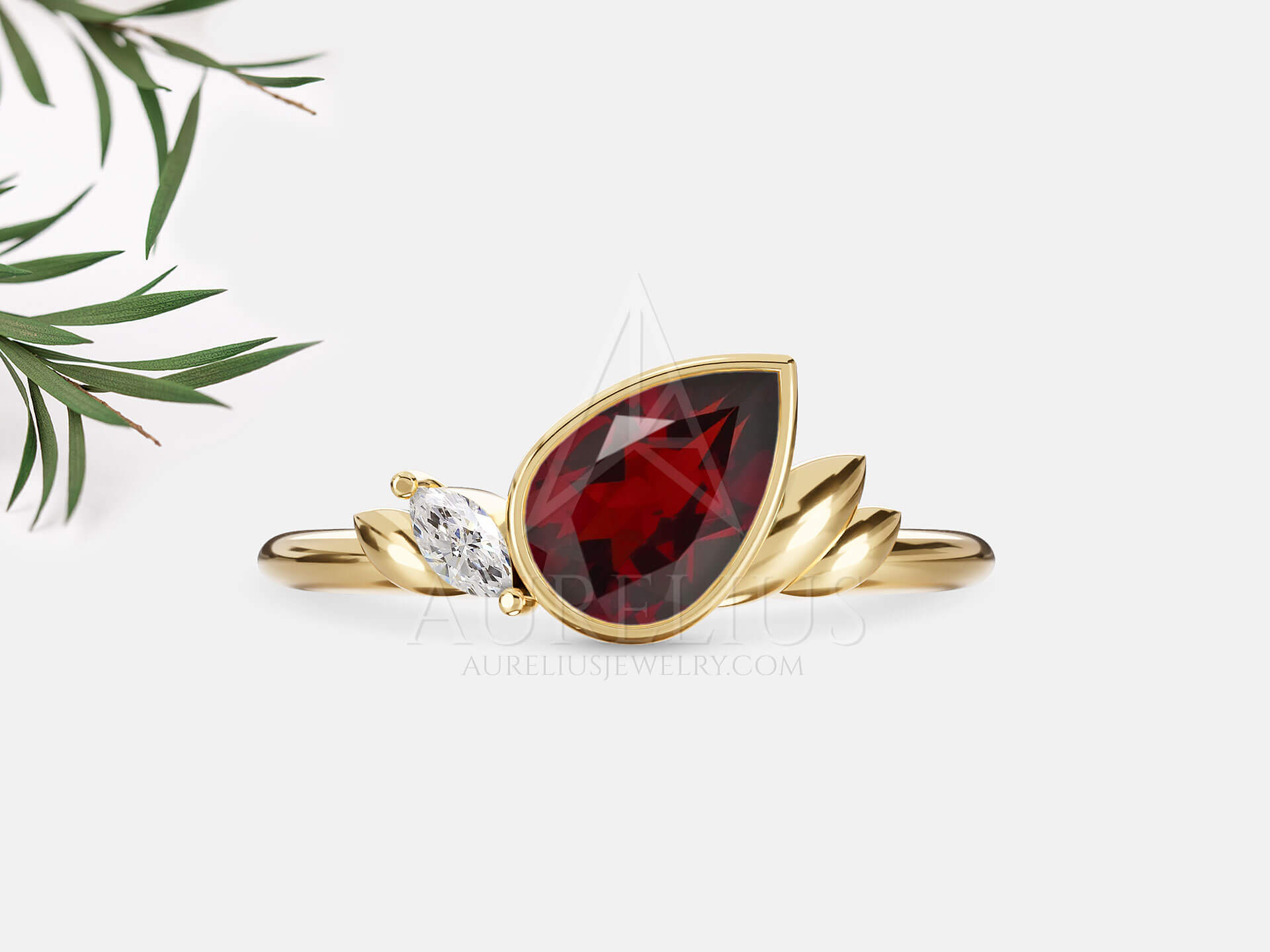 Pear Cut Garnet Engagement Ring - Gwendolyn