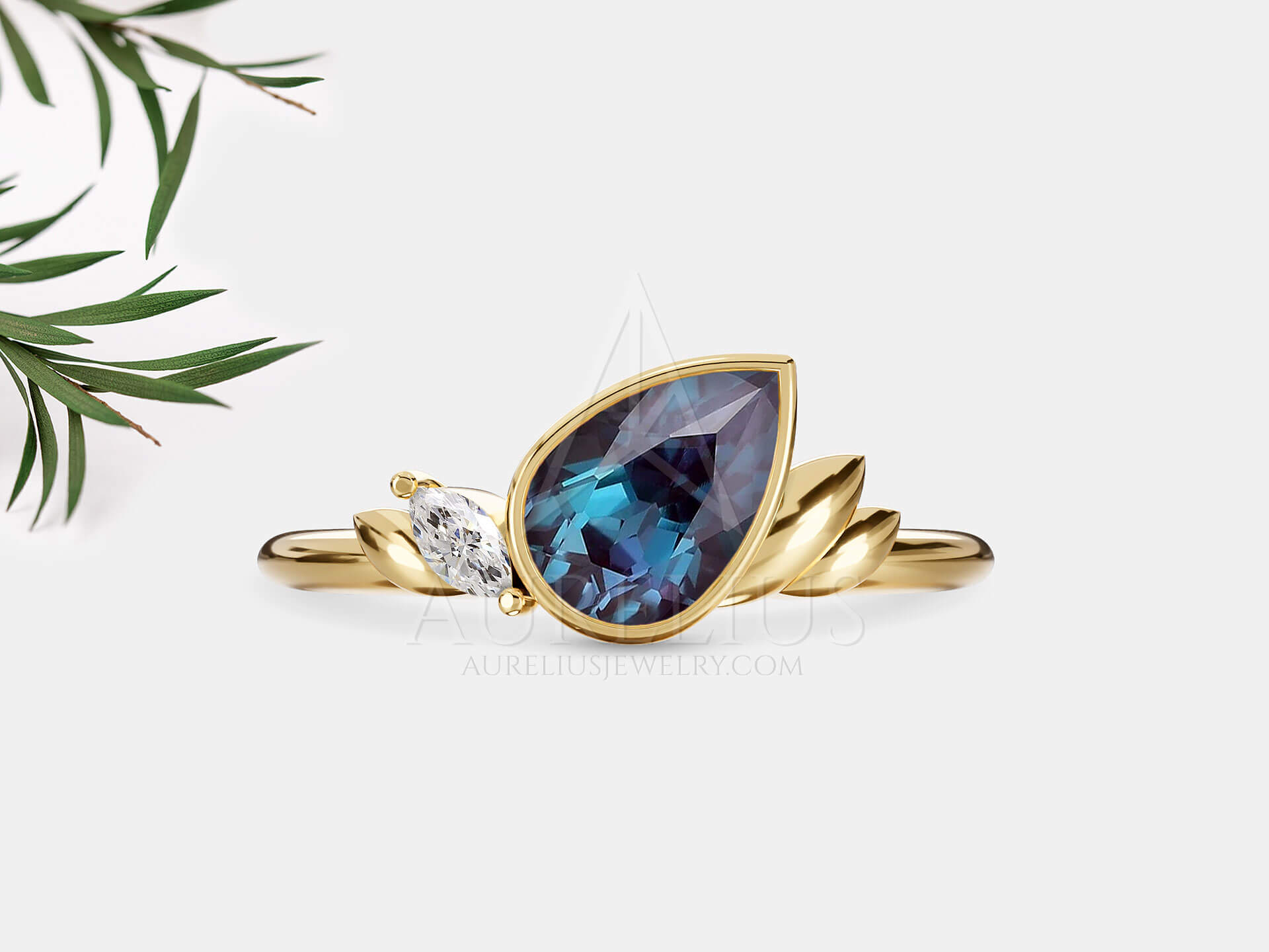 Alexandrite Pear Shaped Engagement Ring - Allegra