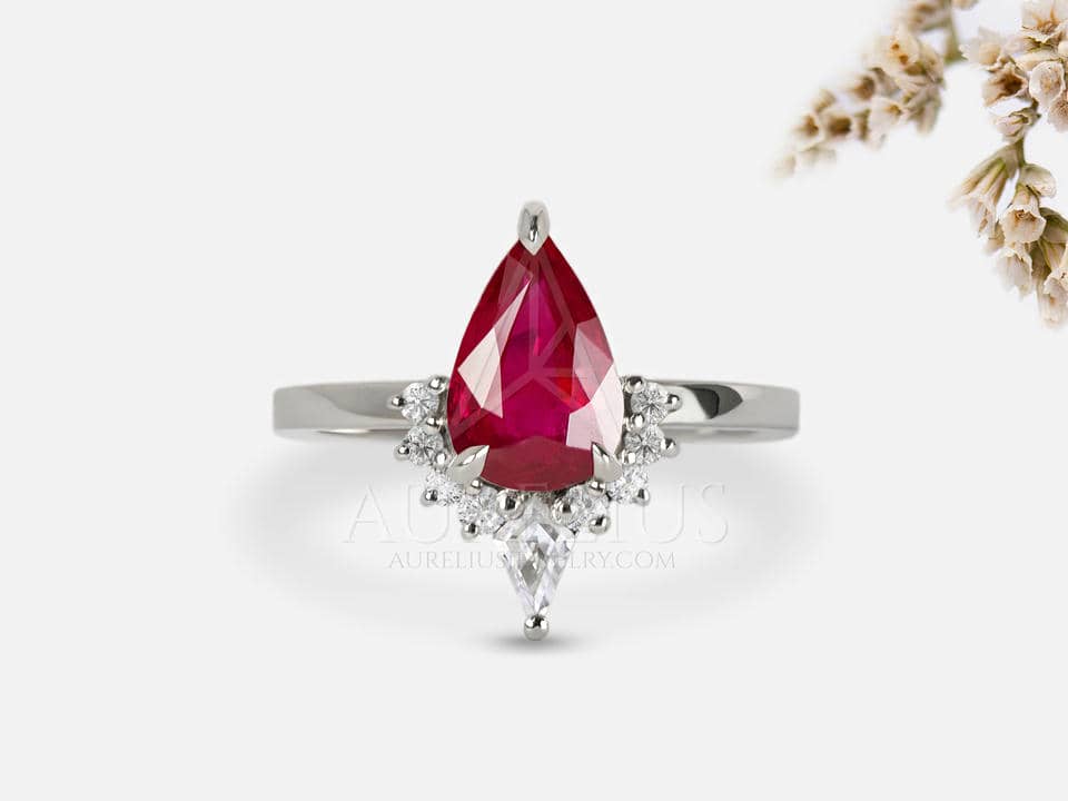 Pear Shaped Ruby Engagement Ring - Ember