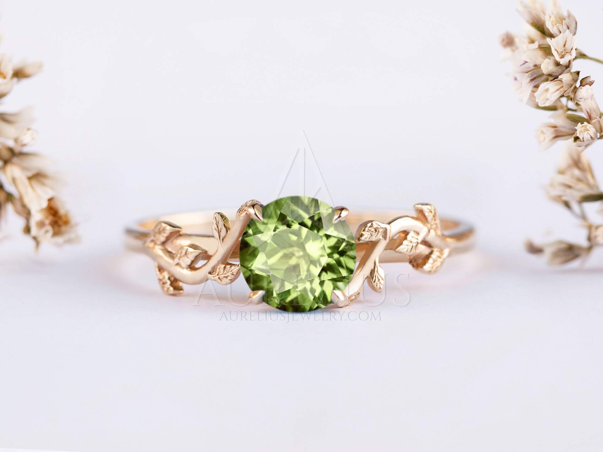 Peridot Engagement Ring Solitaire - Zoe