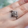 platino sal y pimienta diamante conjunto de anillos de compromiso