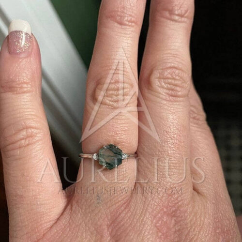 Verona bague hexagone en Agate Mousse et Diamant photo review