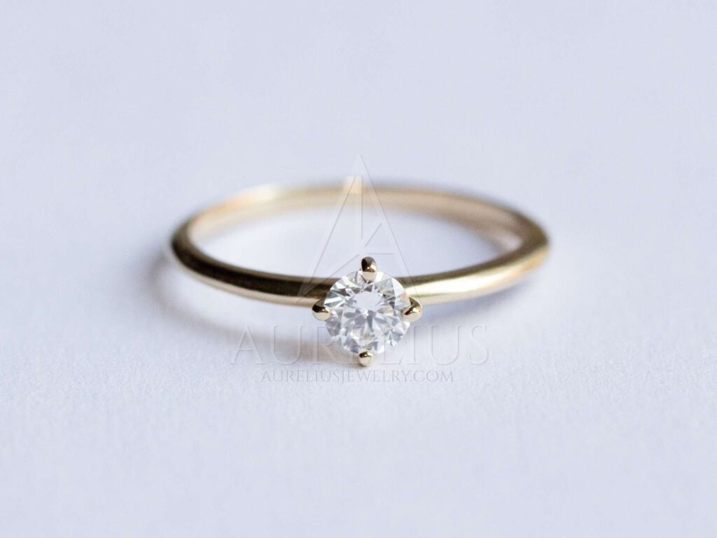 ronda diamante solitario anillo de compromiso