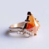 Rosa Corte cometa naranja diamante conjunto de anillos