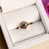 Rose Schnitt Hexagon Diamant Ehering Set mit Chevron Ringband
