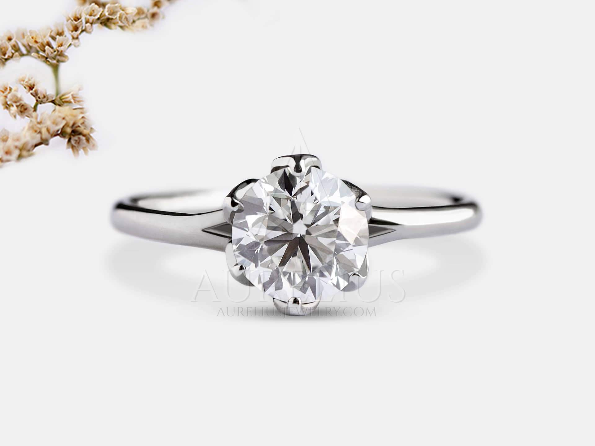Round Solitaire Engagement Ring with Lab Grown Diamond - Millie
