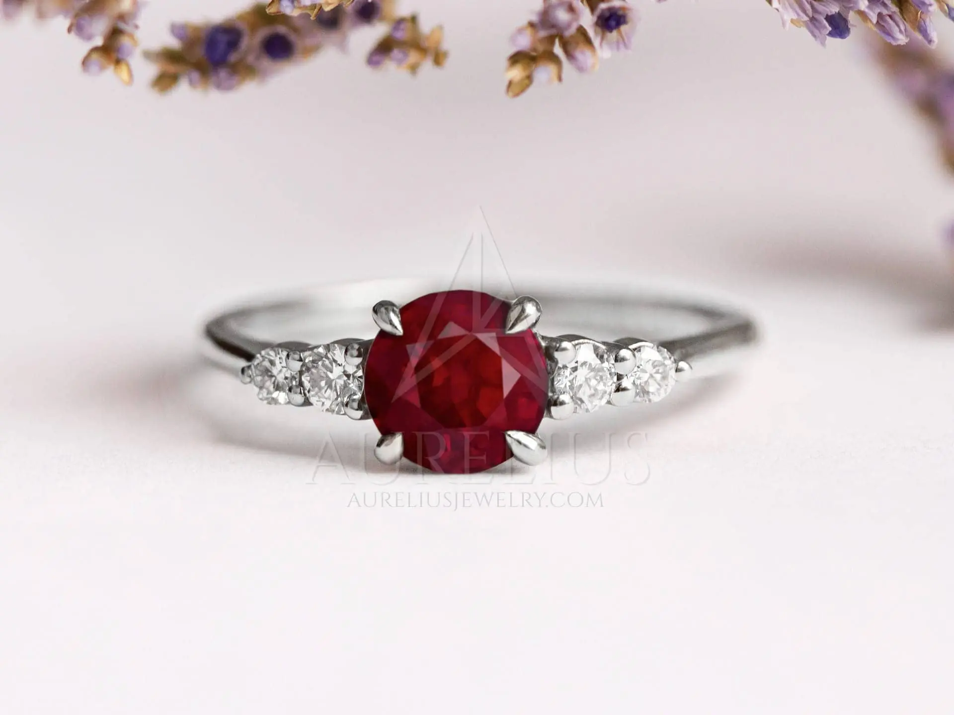 14K Yellow Gold Ruby Ring Unique Engagement Ring Ruby Engagement Ring -  Camellia Jewelry