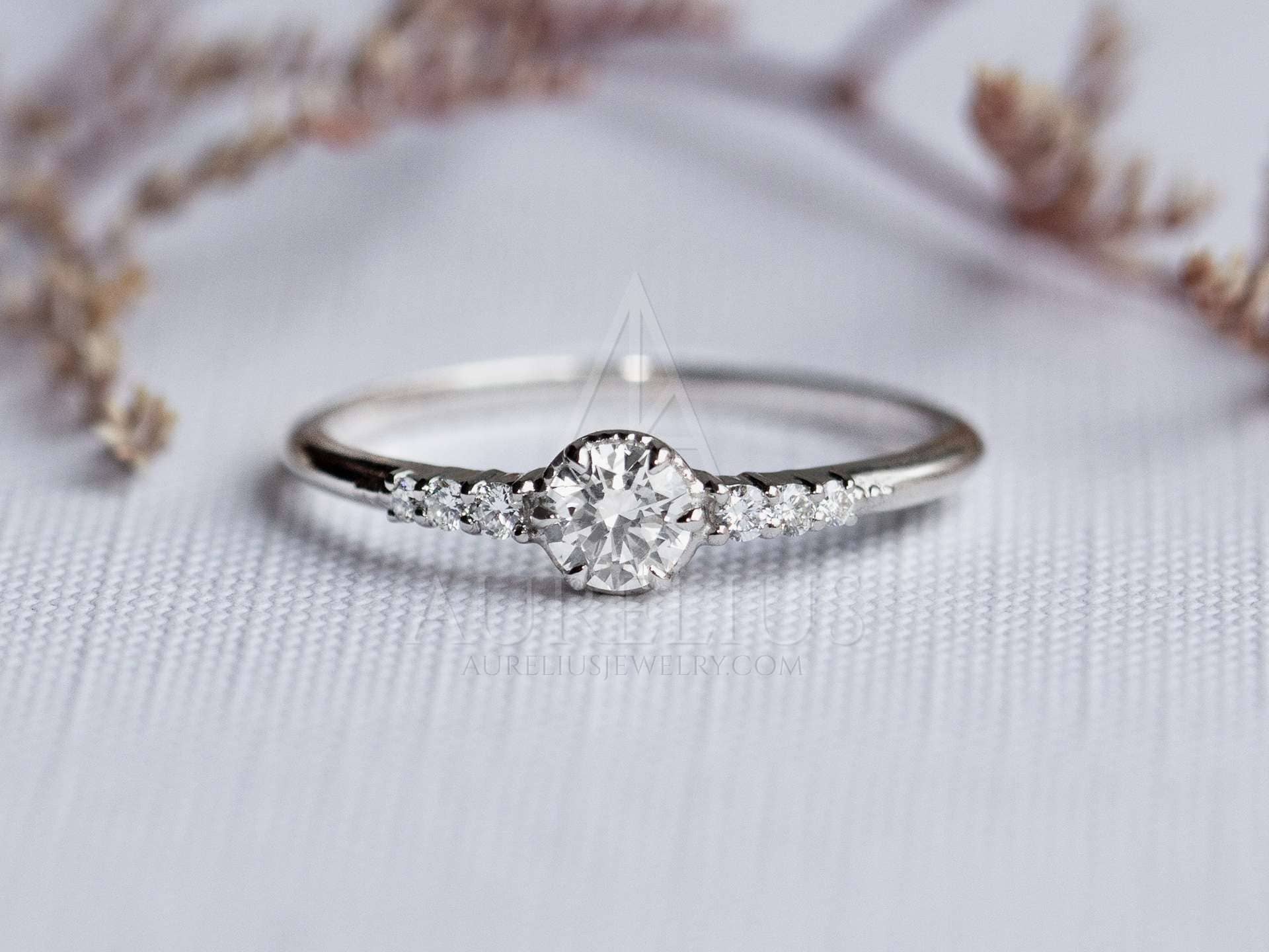 Petite Antique Diamond Cluster Flower Ring – Gem Set Love