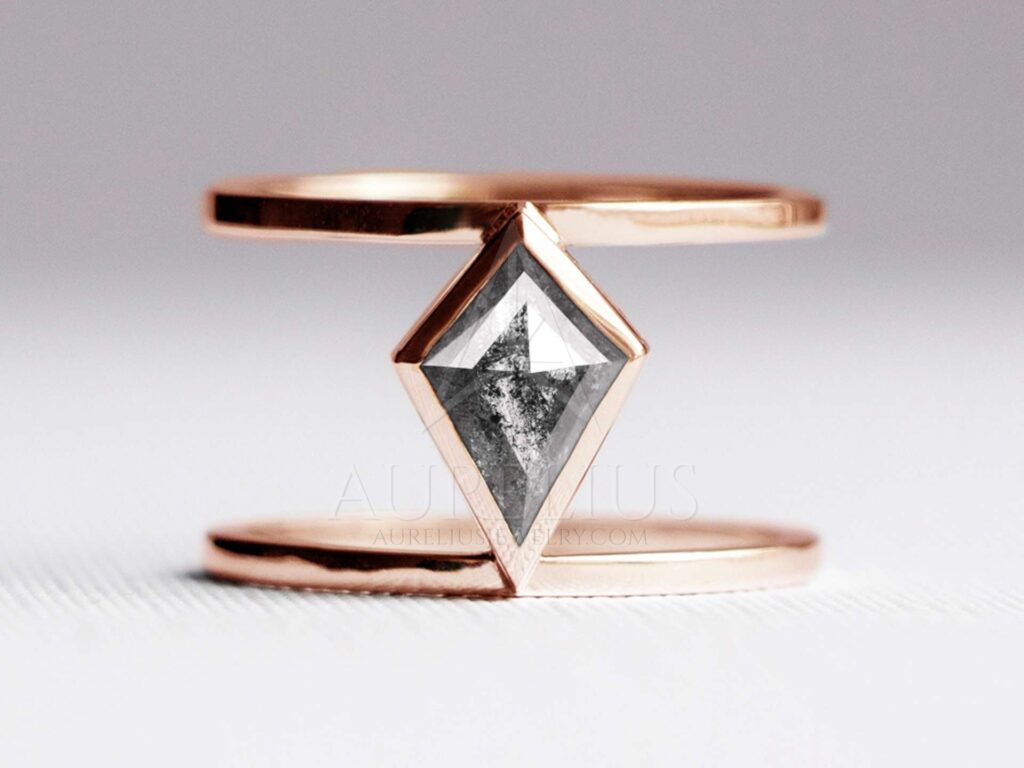Salz Pfeffer Diamant Verlobungsring doppelt Ringband