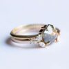 šestiúhelník diamant zásnubní prsten sada boční pohled