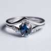 šestiúhelník šedozelená safír svatební prsten sada