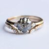 šestiúhelník sůl a pepř diamant prsten sada otevřeno prsten