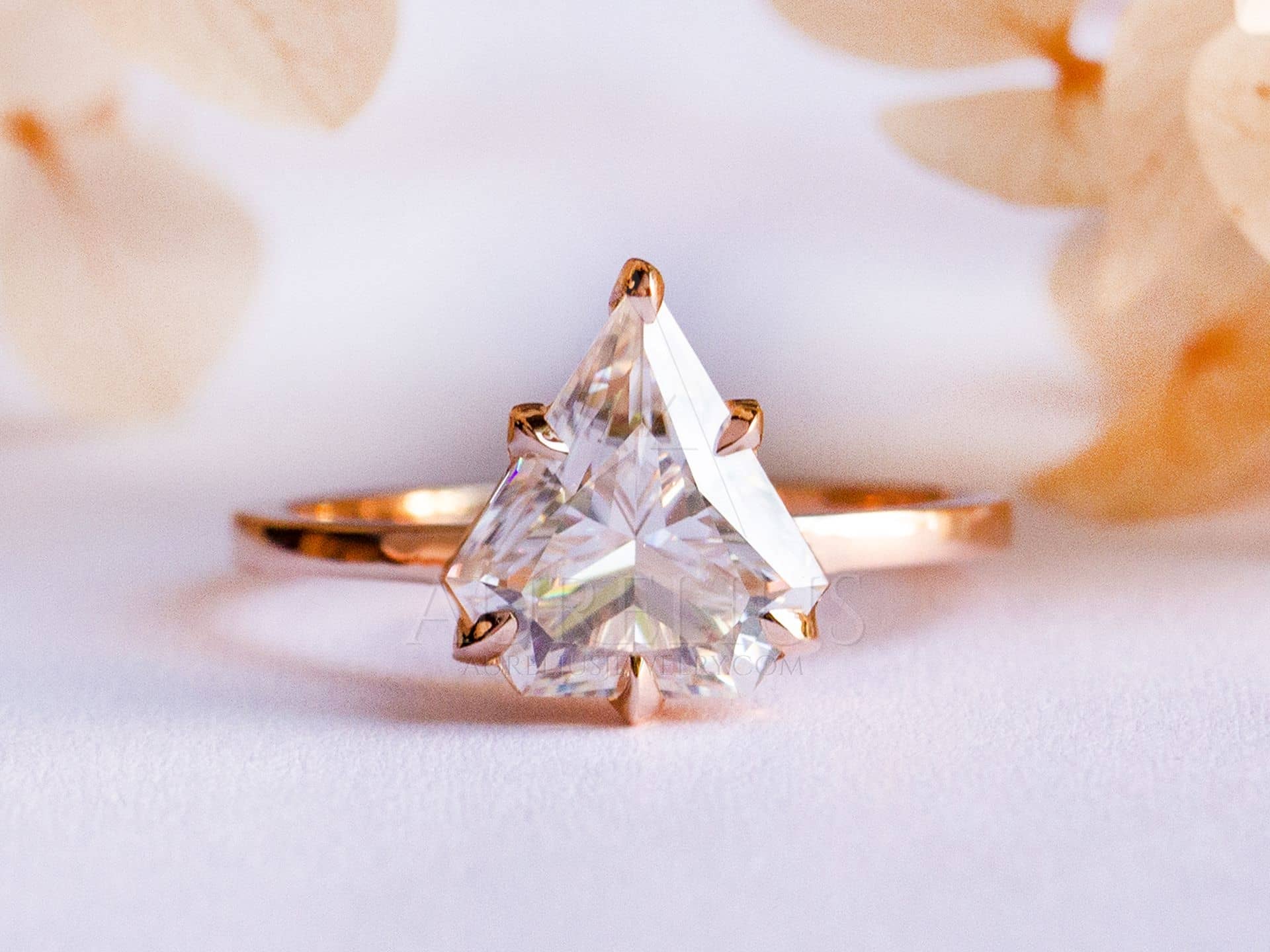 Emma's Bespoke Hexagon Cut Sapphire with Shield Diamonds in Platinum