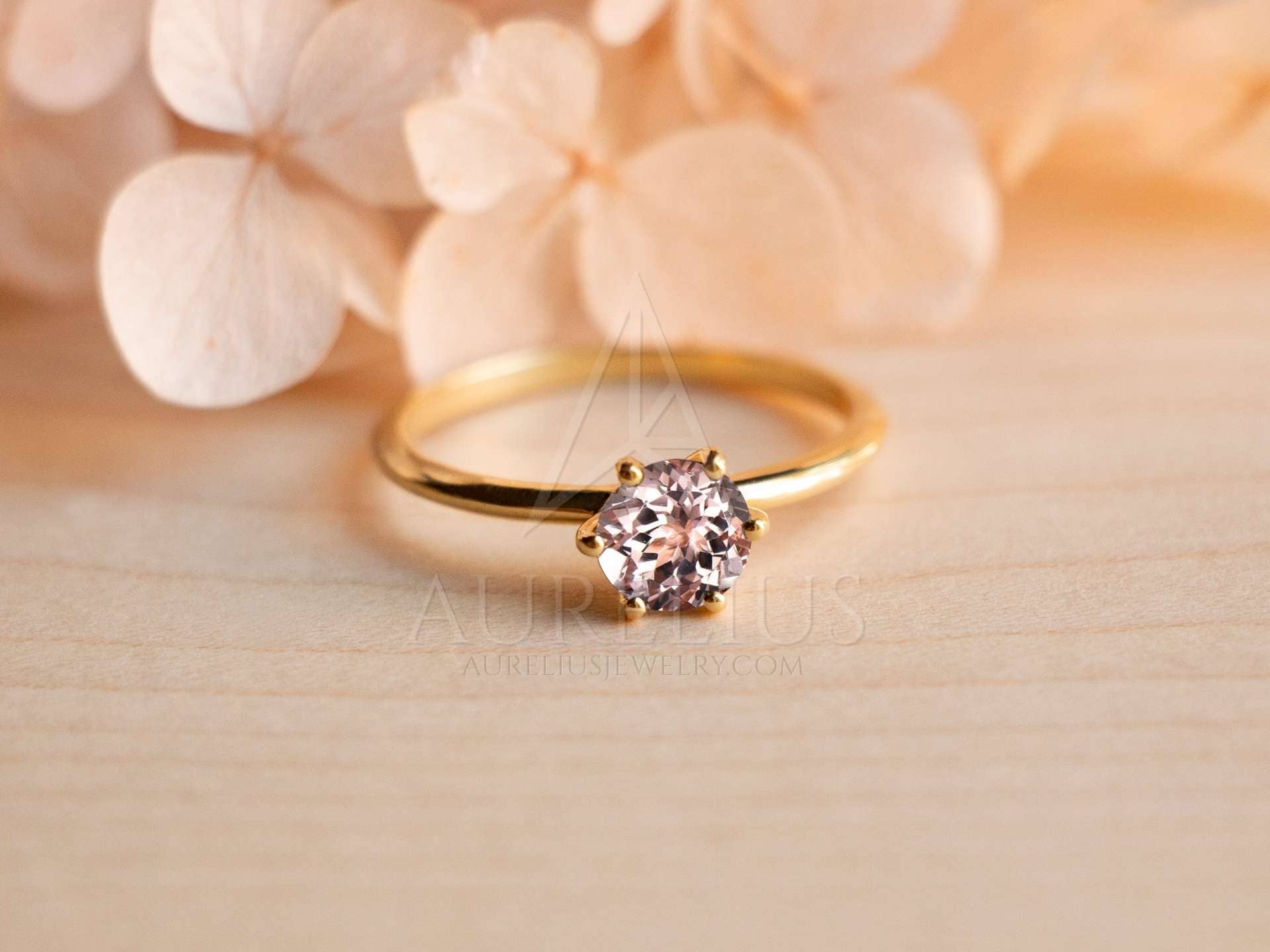 اكثر من اي شئ انفصال انتخاب  Round Morganite Solitaire Engagement Ring - Aurelius Jewelry