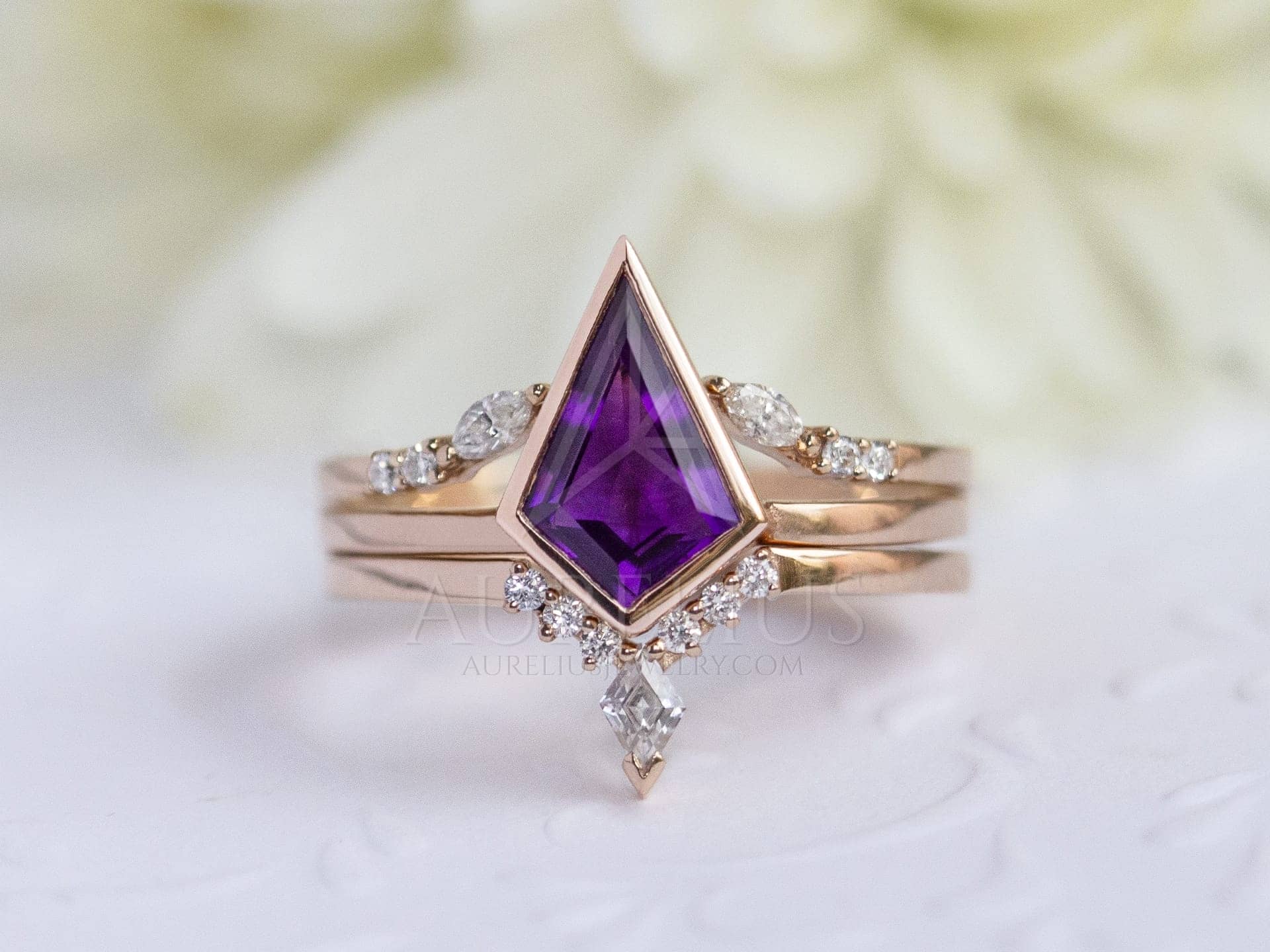 Unique Oval Cut Amethyst Engagement Ring 10k Rose Gold Vintage Marquise  Moissanite Wedding Rings Floral Natural Gemstone Anniversary Gift - Etsy