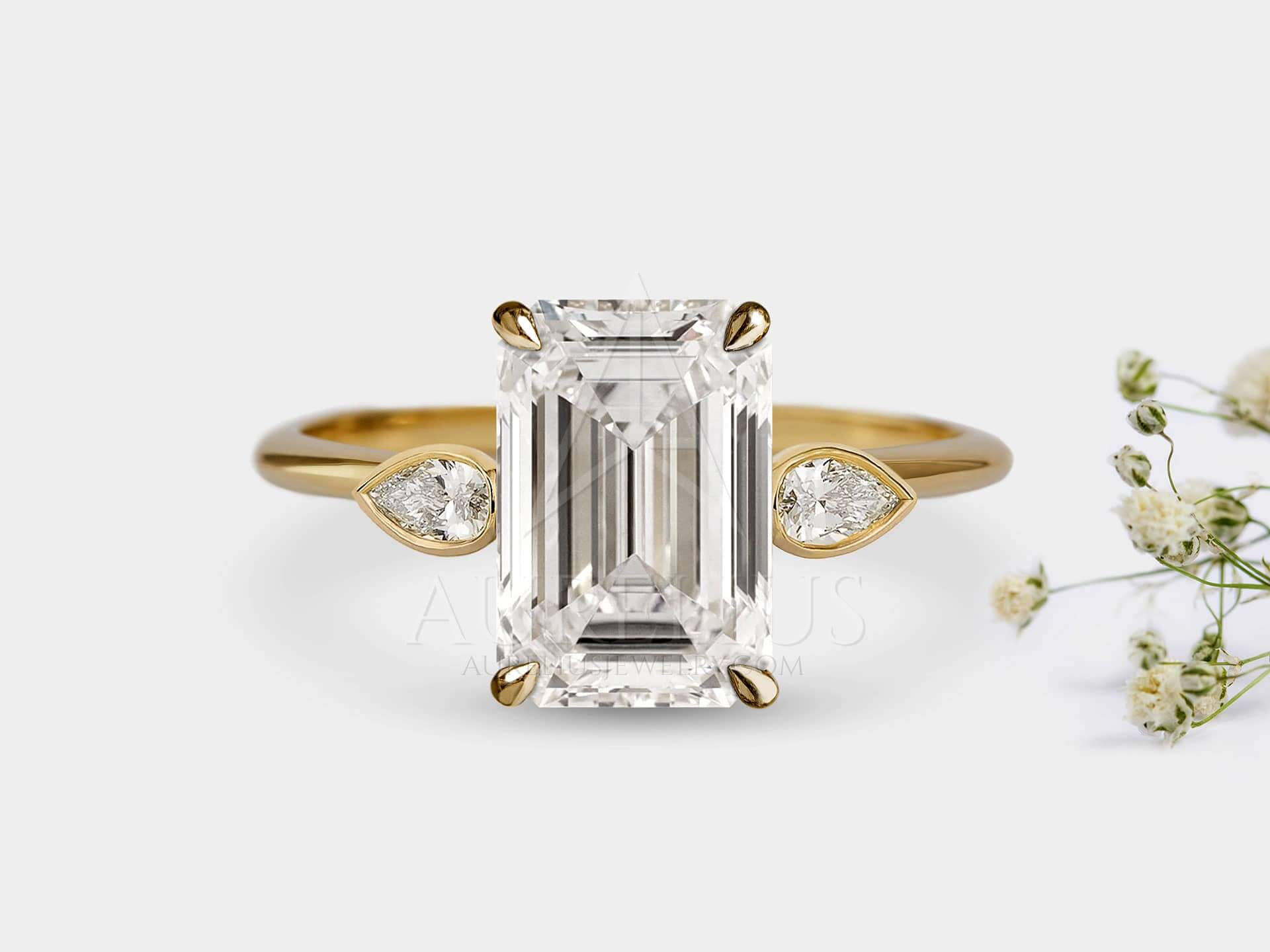 Emerald Cut Engagement Ring Lab Grown Diamond - Lanie