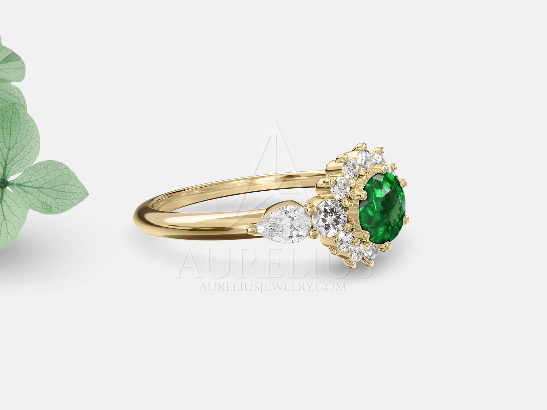 Tsavorite Round Halo Engagement Ring - Wendy - Image 4