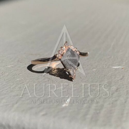 V-Shaped Kite Salt and Pepper Diamond Engagement Ring photo review