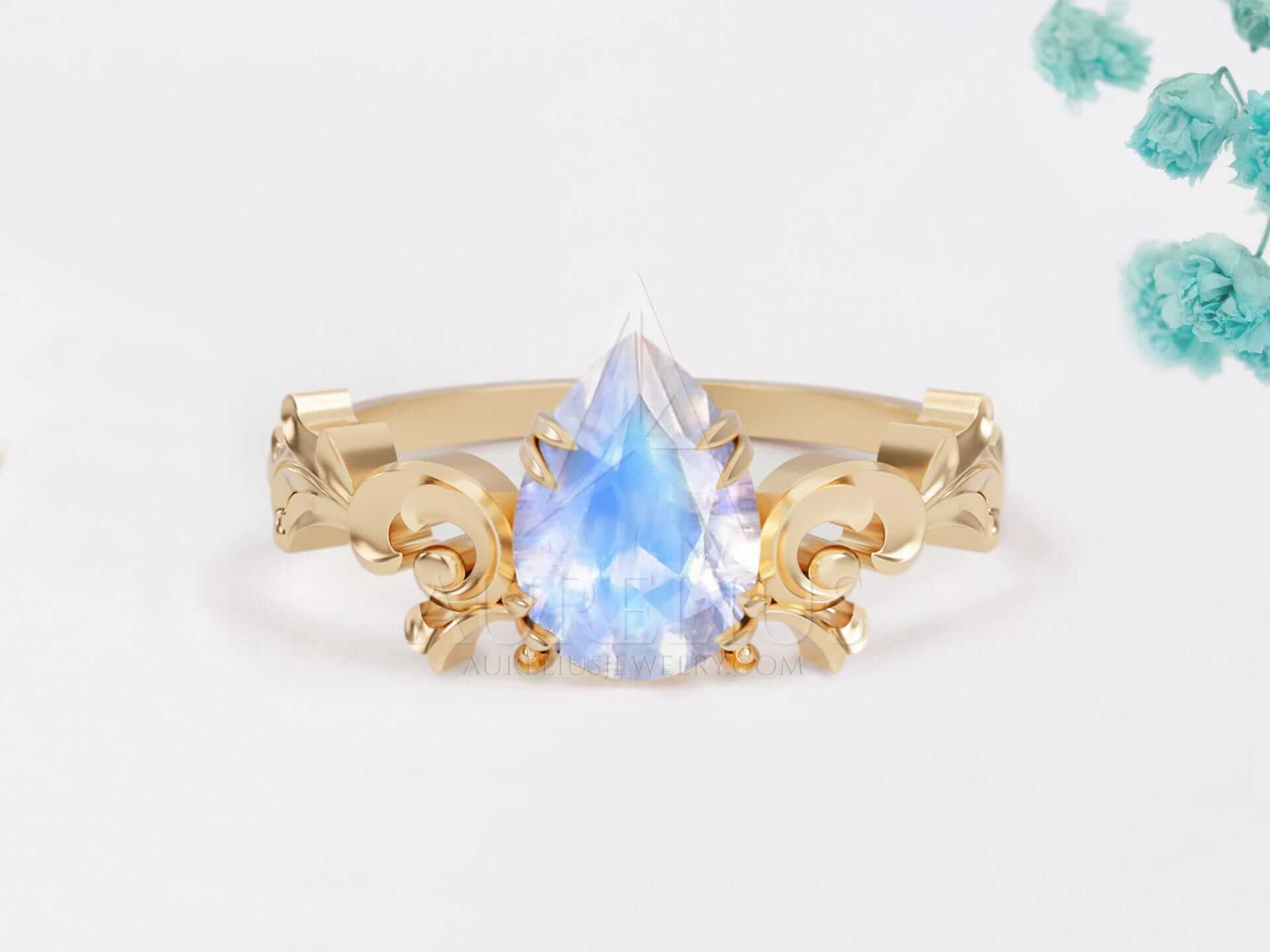 Vintage Moonstone Engagement Ring - Amaris