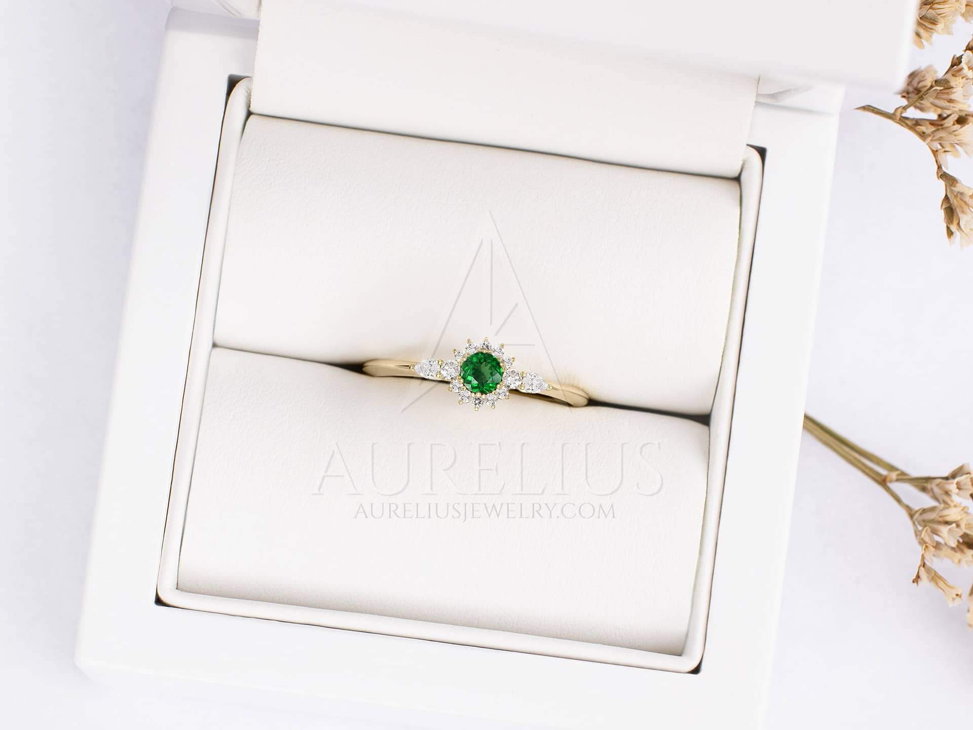 Tsavorite Round Halo Engagement Ring - Wendy - Image 3